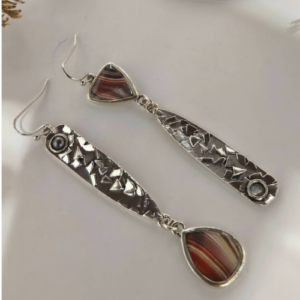 Brown Stripe Resin Bar Earrings