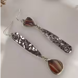 Brown Stripe Resin Bar Earrings