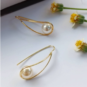 Gold Pearl Teardrop Earrings