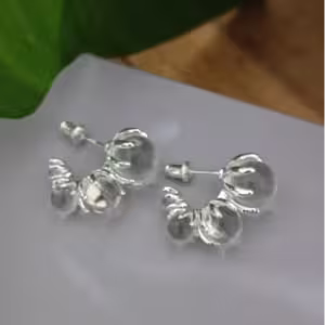 Silver Floral Cluster Stud Earrings