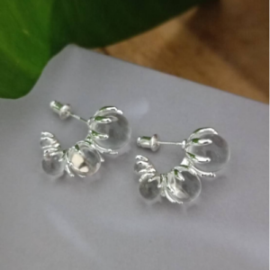 Silver Floral Cluster Stud Earrings