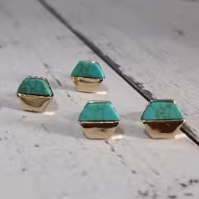 Turquoise Hexagon Stud Earrings
