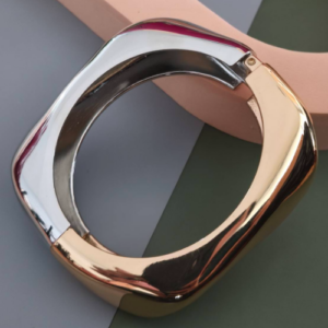 Mixed Metal Angular Bangle Bracelet