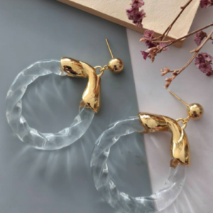 Clear Acrylic Hoop Drop Earrings