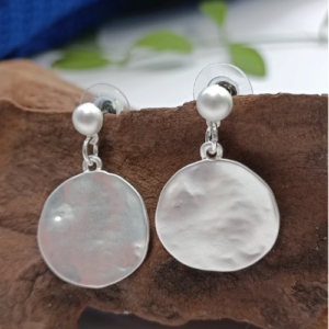 Silver Frosted Disc Earrings
