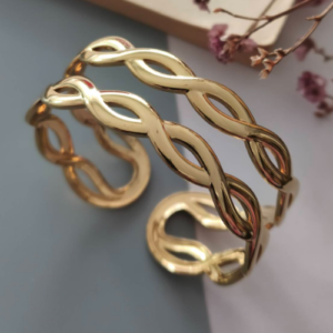 Gold Open Link Cuff Bracelet