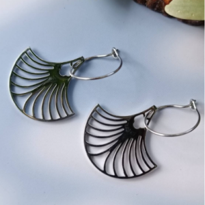 Silver Fan Hoop Earrings