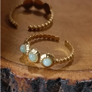 White Triple Stone Ring