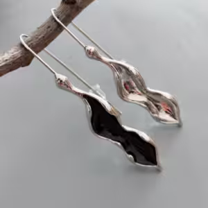 Silver Wavy Drop Earrings