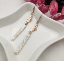 White Marble Bar Drop Earrings