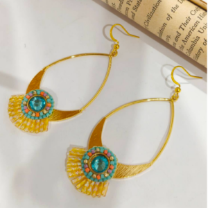 Blue Crystal Beaded Teardrop Earrings