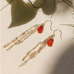 Orange Crystal Chain Earrings