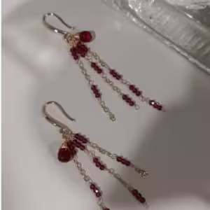 Deep Pink Tassel Earrings