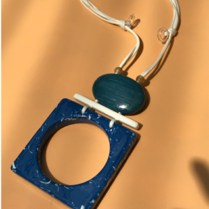 Blue Square Pendant Necklace
