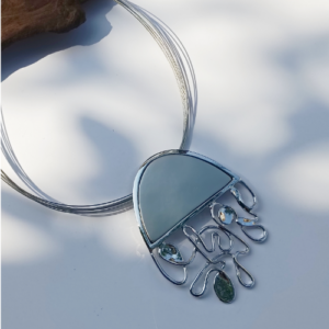 Silver Stone Shield Necklace