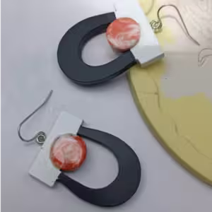 Black Open Oval Earrings