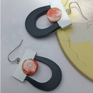 Black Open Oval Earrings