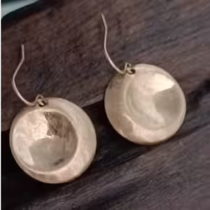 Gold Ripple Disc Earrings
