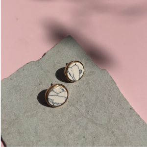 White Round Stud Earrings