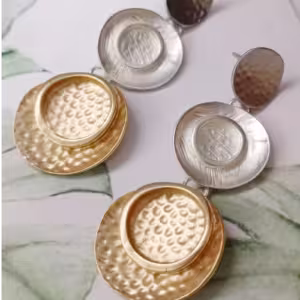 Mixed Metal Hammered Disc Earrings