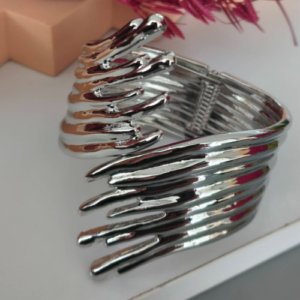 Silver Layered Spike Cuff Bracelet