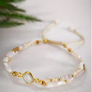 White Pearl Beaded Adjustable Bracelet