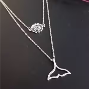 Silver Layered Whale Tail Necklace