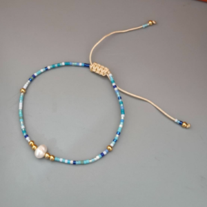 Light Blue Pearl Chain Bracelet