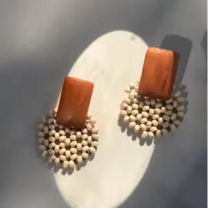 Ivory Beaded Fan Earrings
