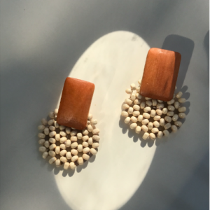 Ivory Beaded Fan Earrings