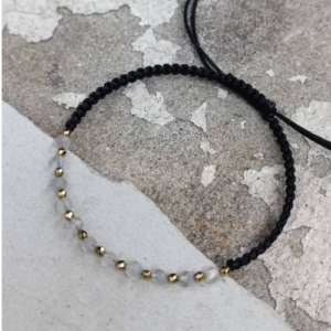 Grey Gold Accent Beaded Bracelet