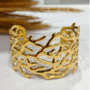 Gold Organic Openwork Cuff Bracelet