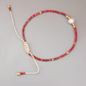 Red Pearl Chain Bracelet