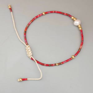 Red Pearl Chain Bracelet