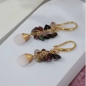 Blush Mixed Natural Stone Drop Earrings