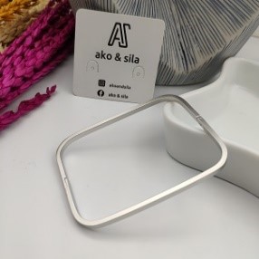 Silver Angled Open Bangle
