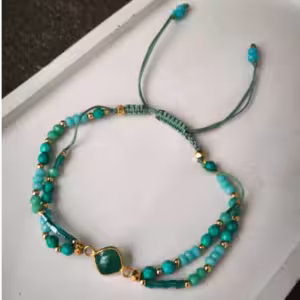 Teal Green Beaded Adjustable Bracelet