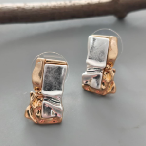 Silver Open Rectangle Stud Earrings