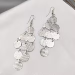 Silver Coin Drop Earrings