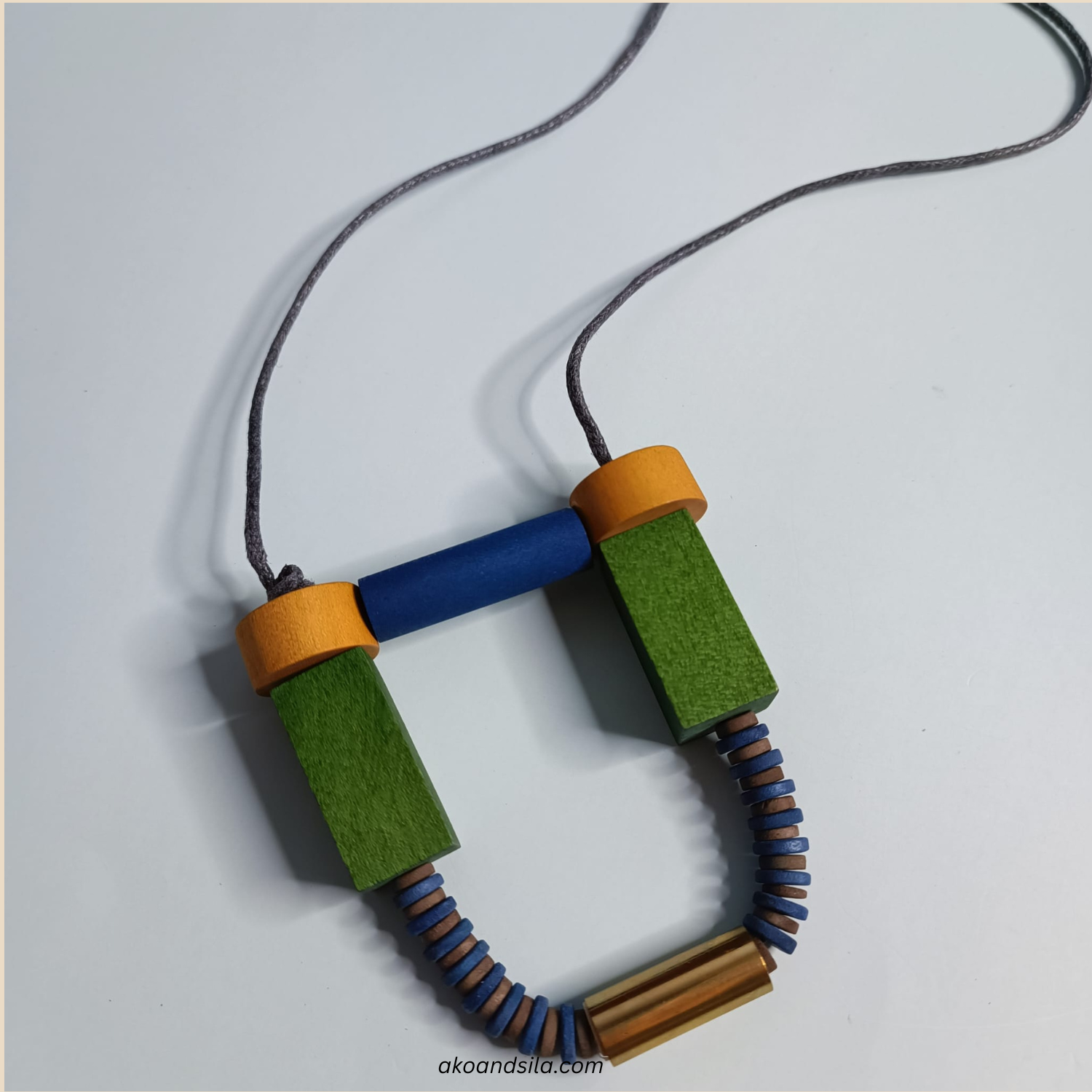 Color Block Wood Collar Necklace - Image 3