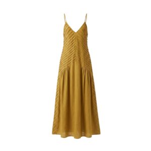Yellow Pleated Strap Free Size Dress