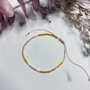 Yellow Pink Beaded Bracelet