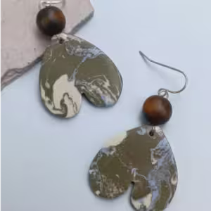 Olive Marbled Drop Earrings