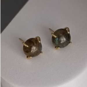 Grey Faceted Stone Stud Earrings