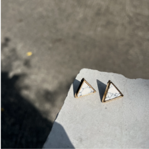 White Triangle Stud Earrings