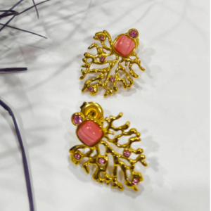Coral Floral Cluster Earrings