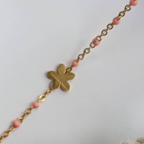 Pink Clover Charm Bracelet