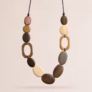 Neutral Link Pebble Necklace