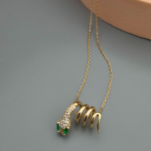 Gold Spiral Gem Pendant Necklace