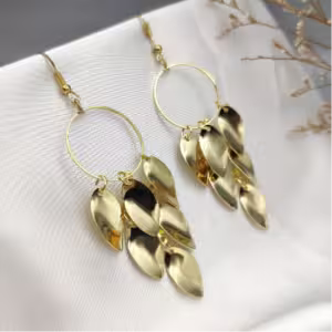 Gold Twisted Oval Earrings